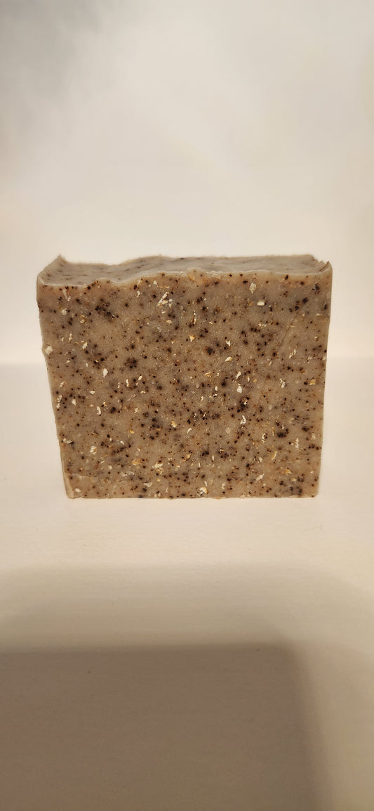 Coffee and Oat goat milk soap( bayrum and sandalwood)